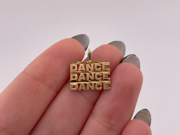 14k gold 'Dance Dance Dance' charm pendant