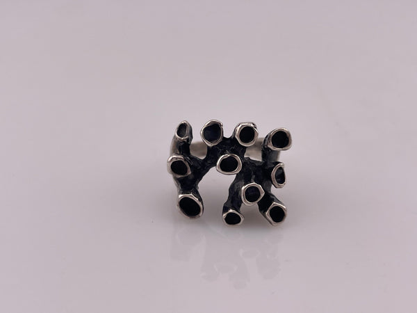 size 5.25 sterling silver modernist sculpture ring
