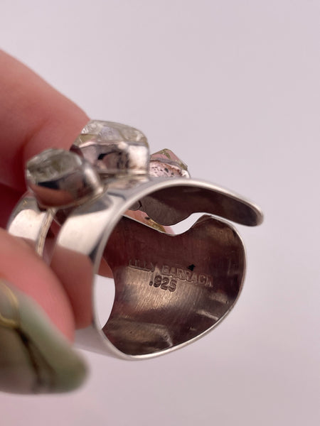 size 7.25 sterling silver designer Lilly Barrack quartz ring