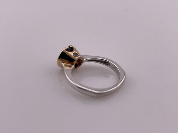 size 6 sterling silver gold wash faceted glass CZ  ring