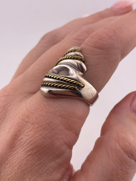 size 8.25 sterling silver & brass stoneless ring