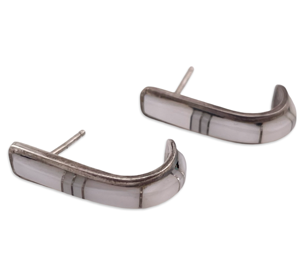 sterling silver CS Lonjose mother of pearl post earrings