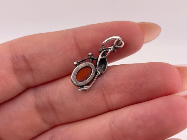 sterling silver small amber pendant