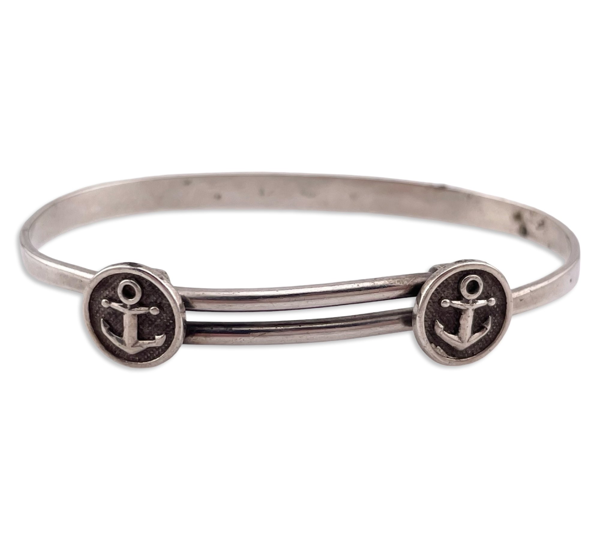 sterling silver adjustable anchor bangle bracelet **AS IS**