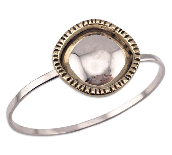 sterling silver & brass stoneless clasp bangle bracelet