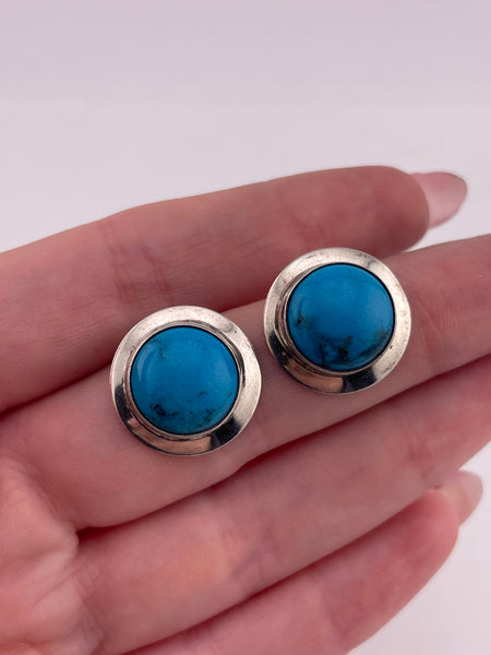 sterling silver stabilized turquoise round post earrings