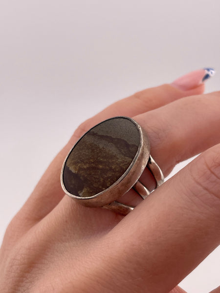 size 6.75 sterling silver landscape jasper ring