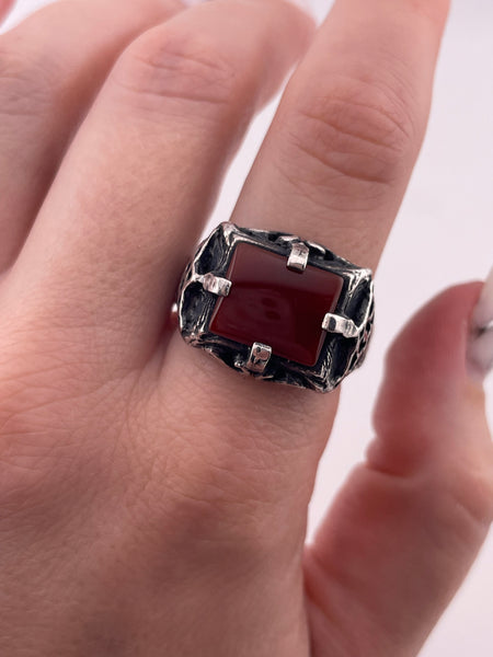 size 9.75 sterling silver carnelian prong setting ring
