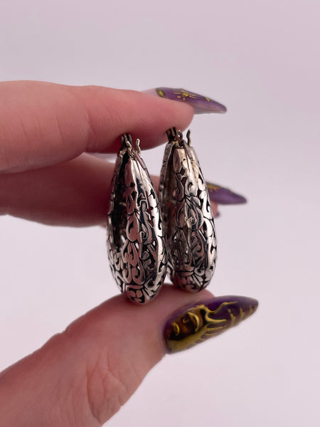sterling silver cut-out basket hoop earrings