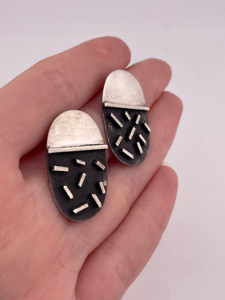 sterling silver artisan abstract stoneless post earrings