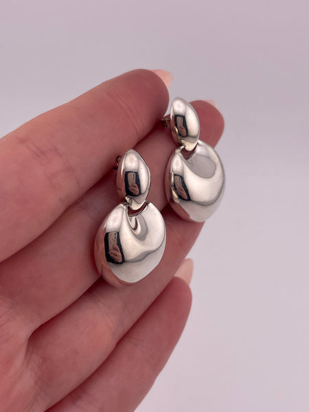 sterling silver puffy stoneless door-knocker post earrings