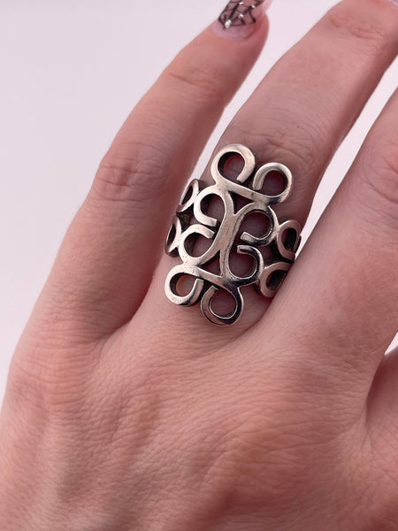 size 6.25 sterling silver stoneless scroll cut-out ring