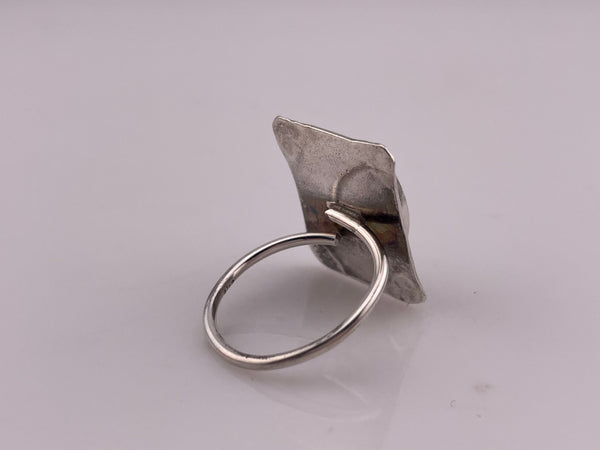 size 9.5 sterling silver pink black glass adjustable band ring