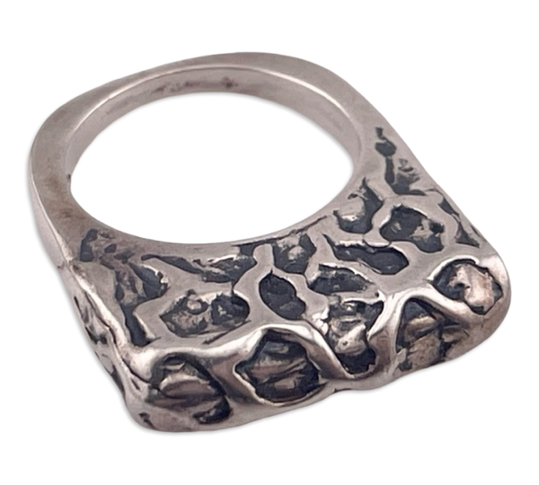 size 6.25 sterling silver chunky heavy stoneless textured high profile stacking ring