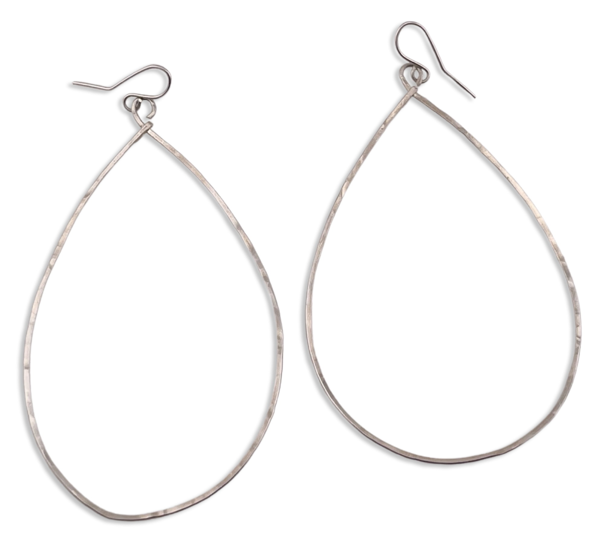 sterling silver lightweight stoneless pear shaped dangle earrings