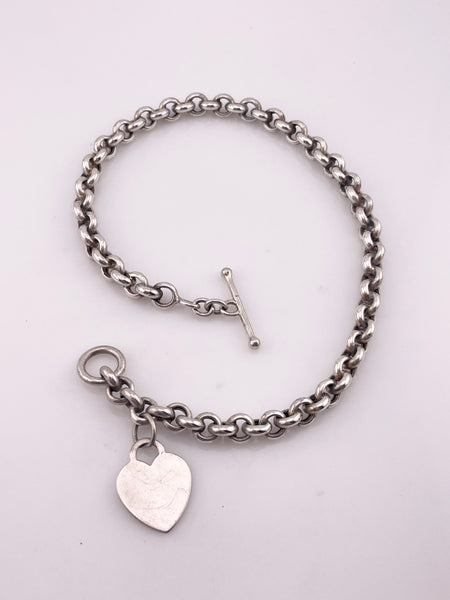 sterling silver 14 1/2" heart tag toggle clasp necklace