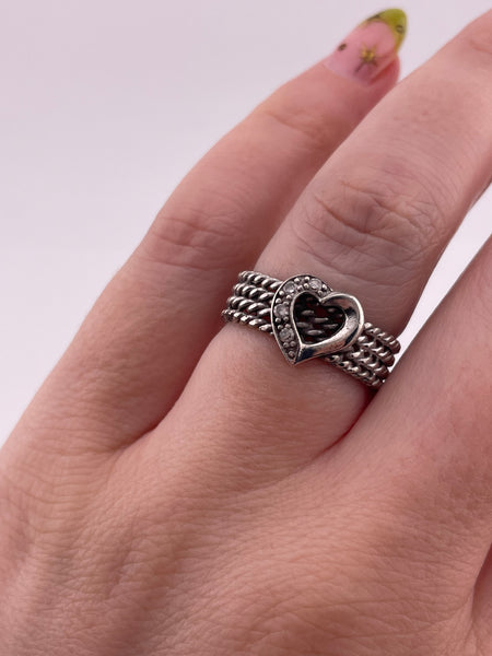 size 7 sterling silver rhinestone heart ring