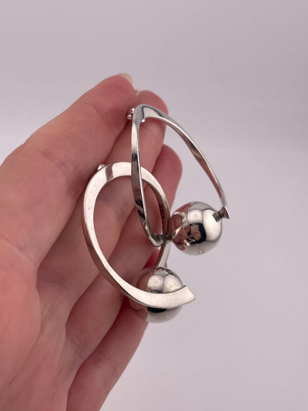 sterling silver Mexican modern stoneless spinning orb ball post earrings