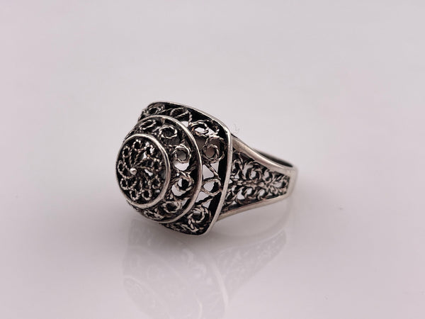 size 11.25 sterling silver stoneless filigree design ring