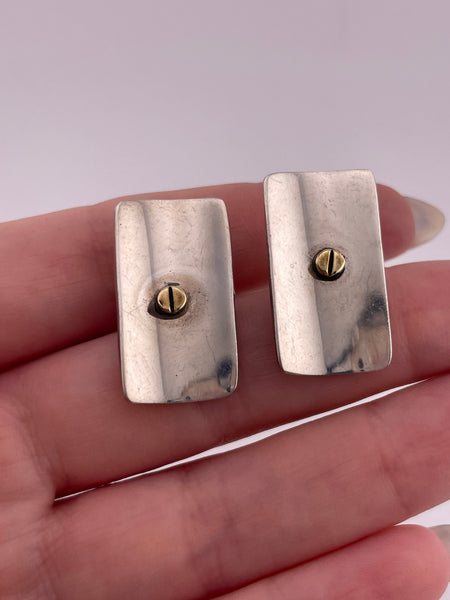 sterling silver Mexican brass screw-head post earrings