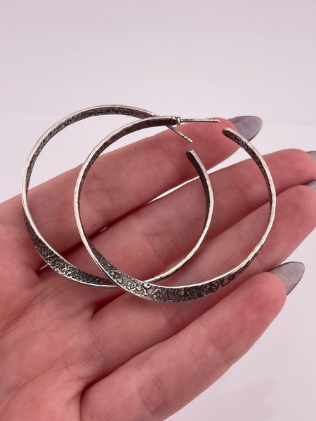 sterling silver Silpada 1 7/8" textured twist post hoop earrings