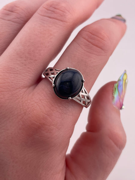 size 11.75 sterling silver synthetic star sapphire ring ***AS IS***
