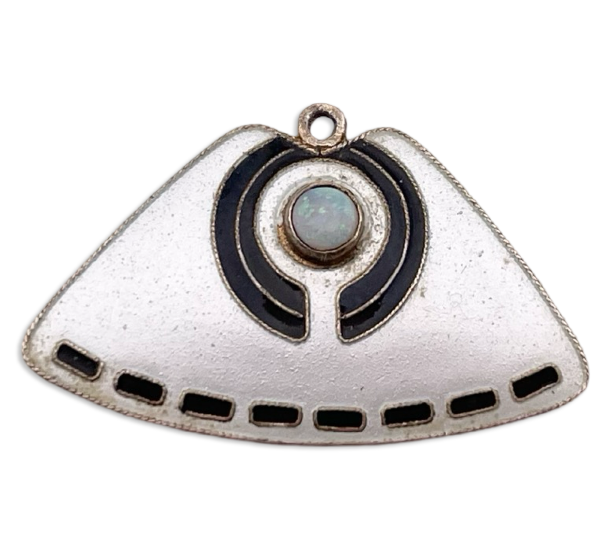 sterling silver enamel opal pendant