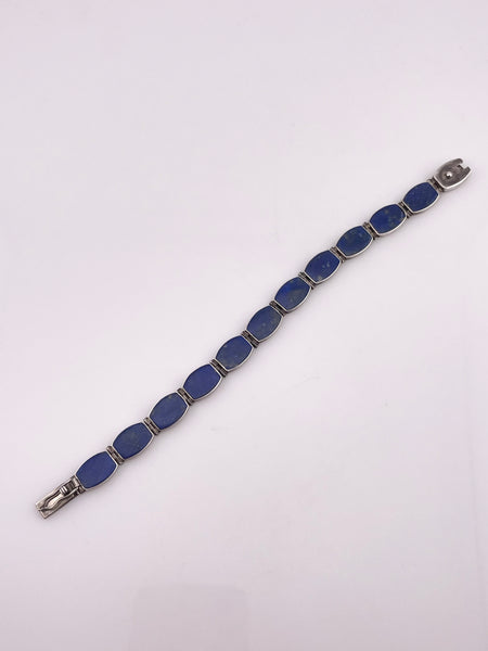 sterling silver 7 5/8" lapis link bracelet