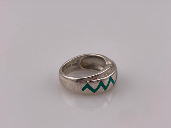 size 6.5 sterling silver teal zig zag ring