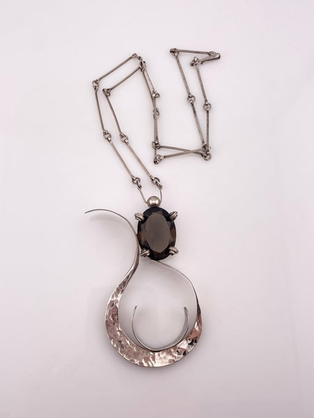 sterling silver rare Aaron Rubenstein smokey topaz necklace