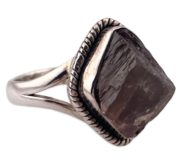 size 9 sterling silver raw stone ring