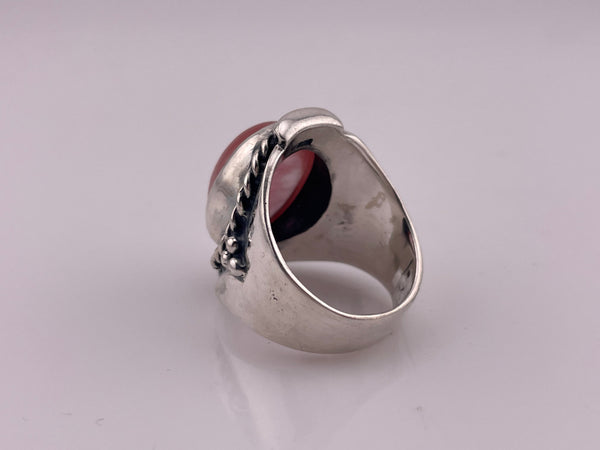 size 10.5 sterling silver pink glass ring
