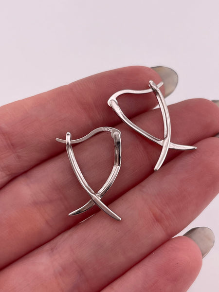 sterling silver stoneless criss-cross earrings **AS IS**