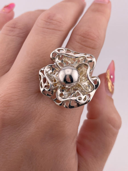 size 10 sterling silver flower ring