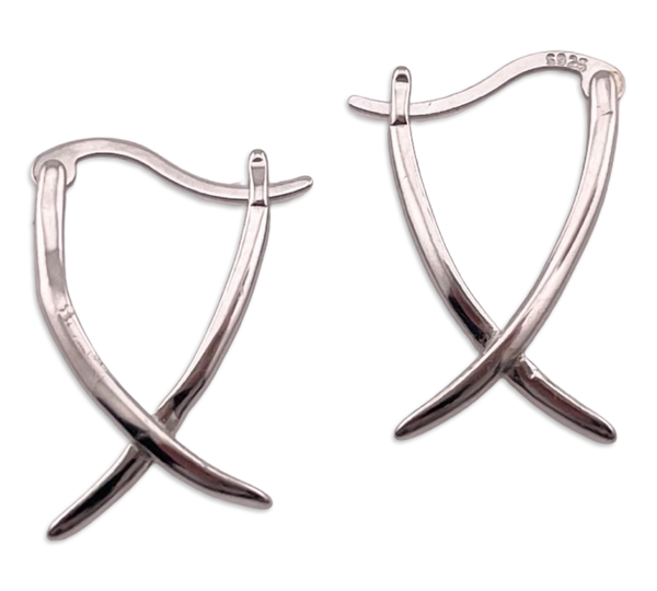 sterling silver stoneless criss-cross earrings **AS IS**