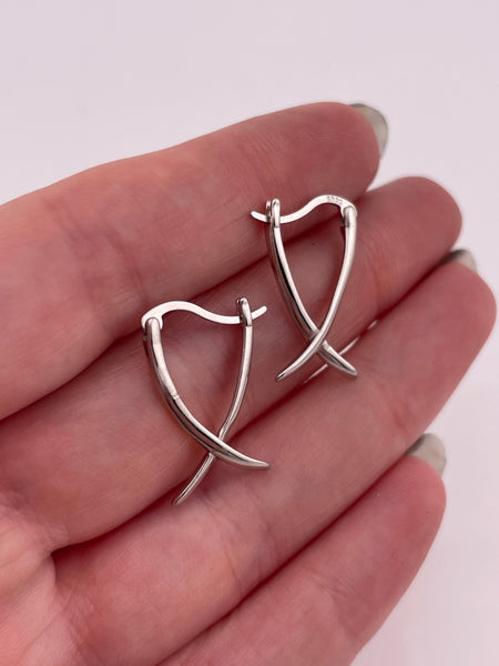 sterling silver stoneless criss-cross earrings **AS IS**