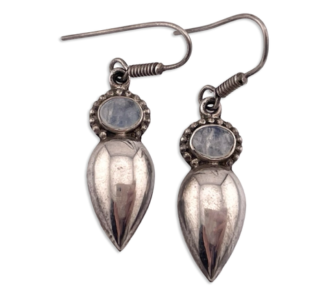 sterling silver rainbow moonstone hook dangle earrings