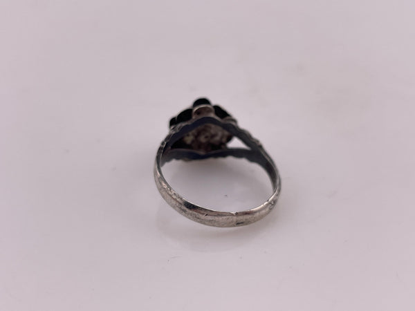 size 6 sterling silver synthetic turquoise flower ring