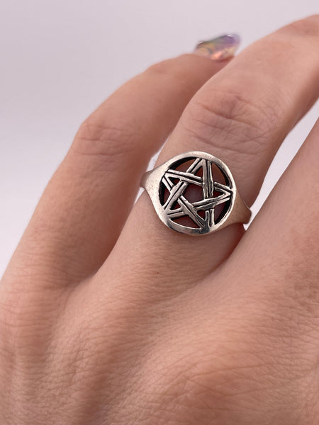 size 7 sterling silver pentacle pentagram star ring