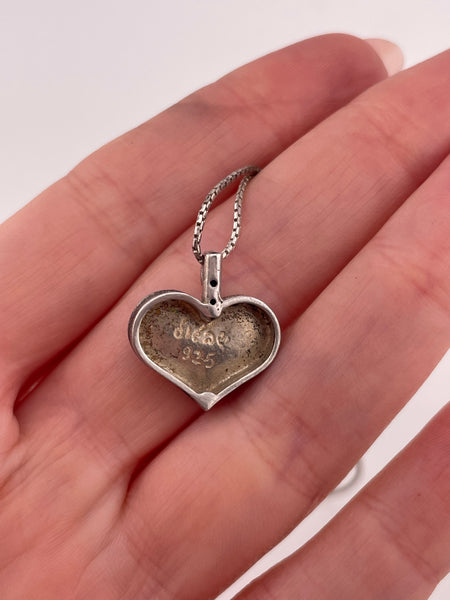 sterling silver 17 1/4" heart necklace