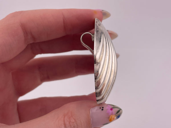 sterling silver 1-3/4" Mexican puffy scallop seashell pendant