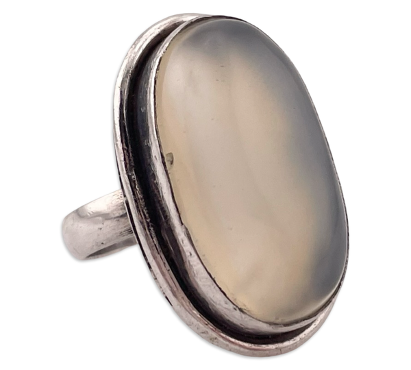 size 6.75 sterling silver oval agate ring