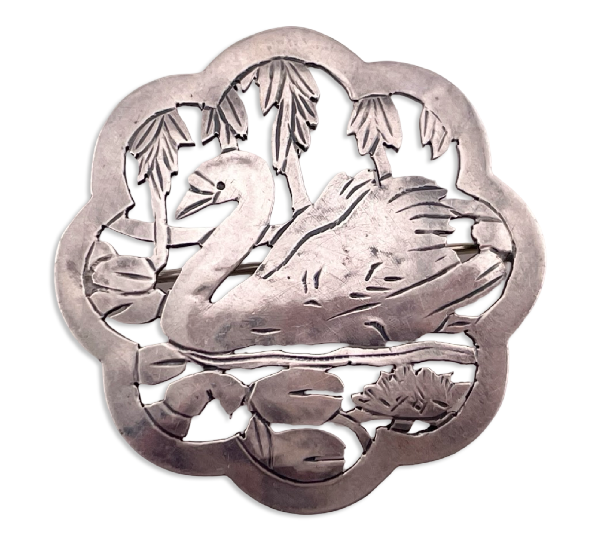 sterling silver swan pendant brooch