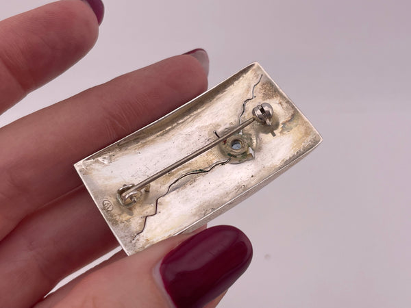 sterling silver artisan gold wash faceted topaz brooch pin