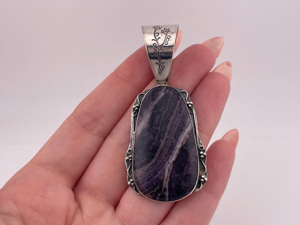 sterling silver 2-1/2" Desert Rose Trading amethyst pendant