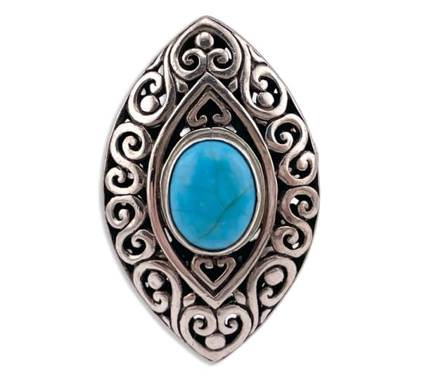 size 7 sterling silver stabilized turquoise ring ***cracked stone***