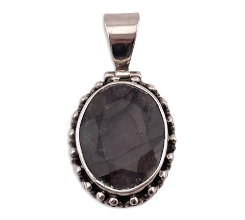 sterling silver faceted labradorite pendant