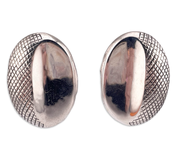 sterling silver textured stoneless oval post earrings