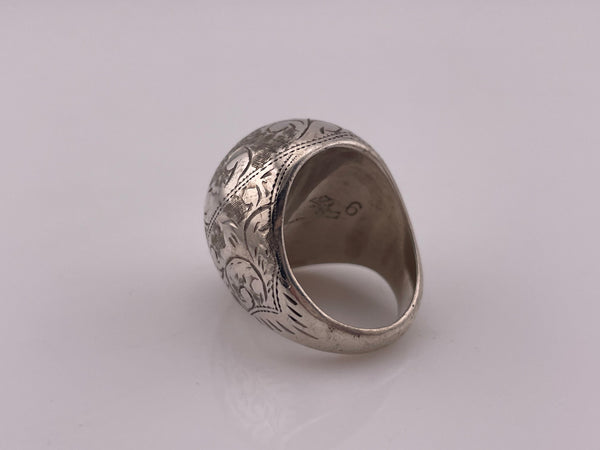 size 6 sterling silver stoneless etched dome ring