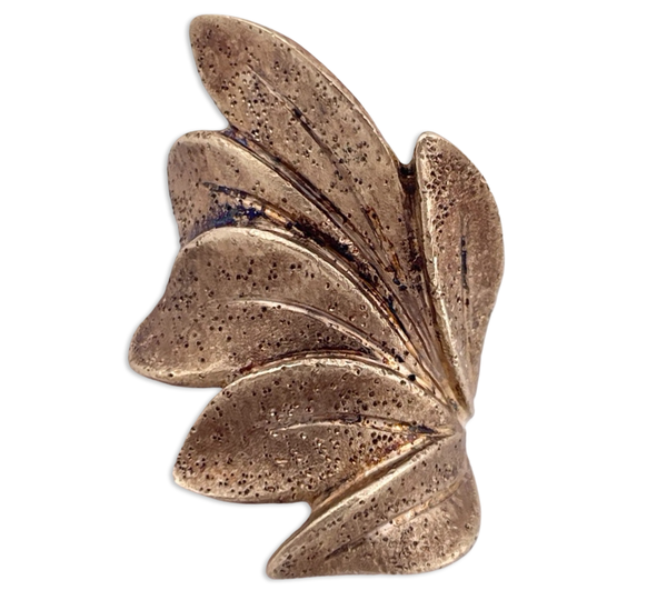 size 9.25 sterling silver gold wash textured leaf ring
